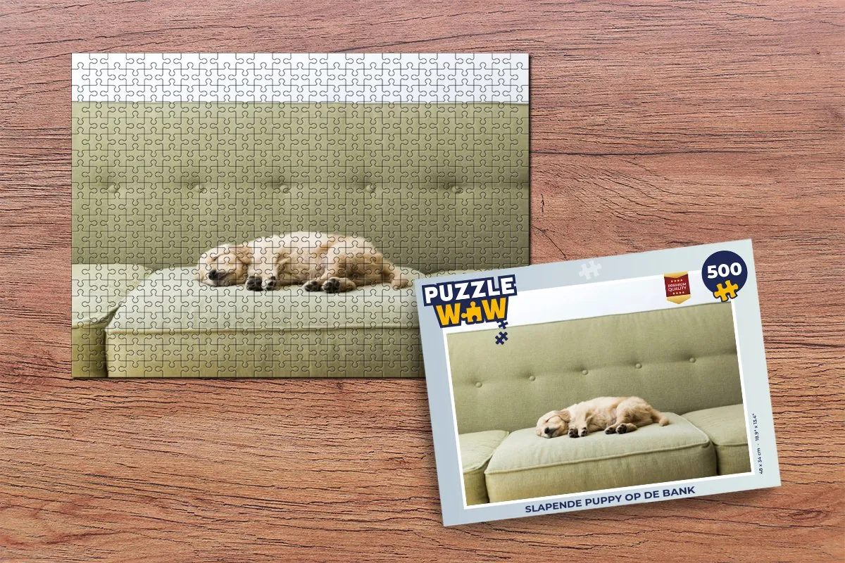 PuzzleWow Legpuzzel Slapende Puppy 500 Stuks - Multicolor