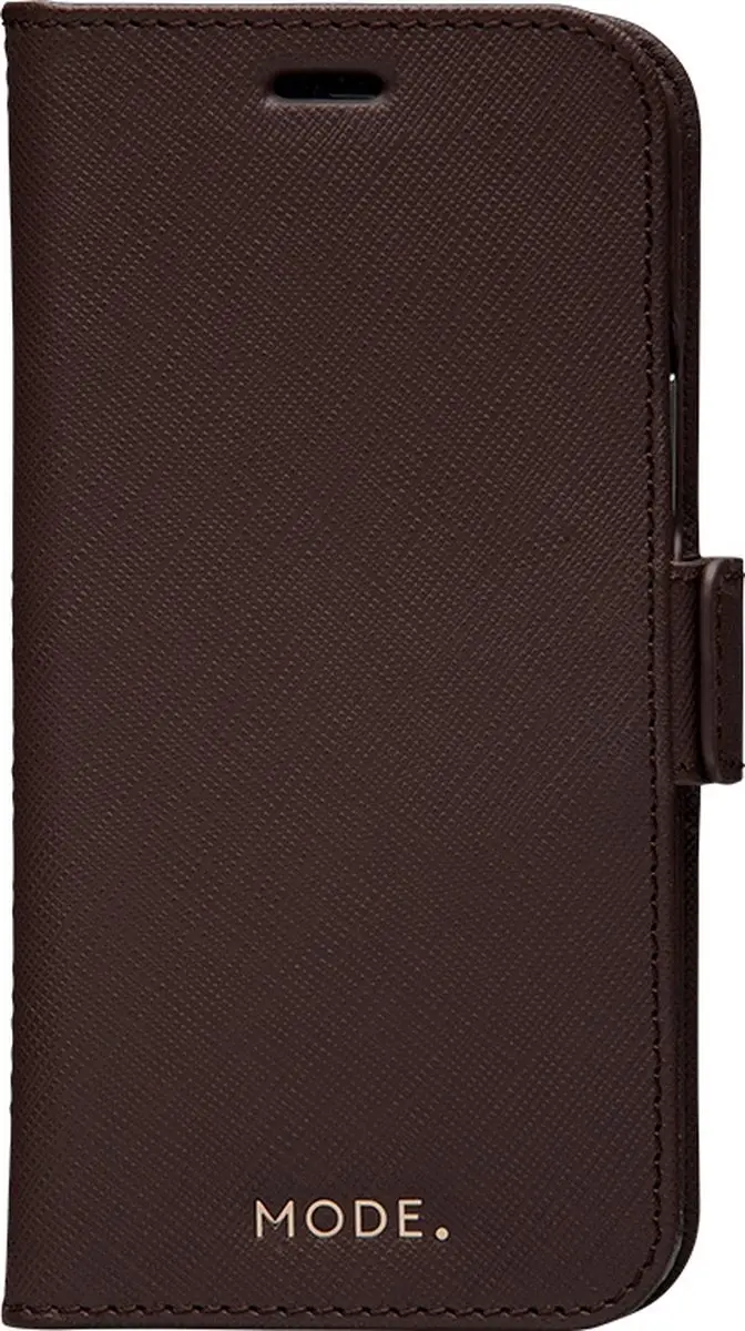 dbramante1928 iPhone 12 Mini Boekenkasthoesje - Effen Bruin Leer - 4 Pasjes
