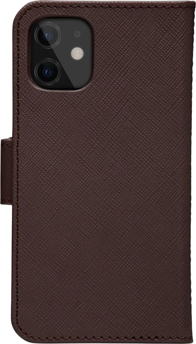 dbramante1928 iPhone 12 Mini Boekenkasthoesje - Effen Bruin Leer - 4 Pasjes