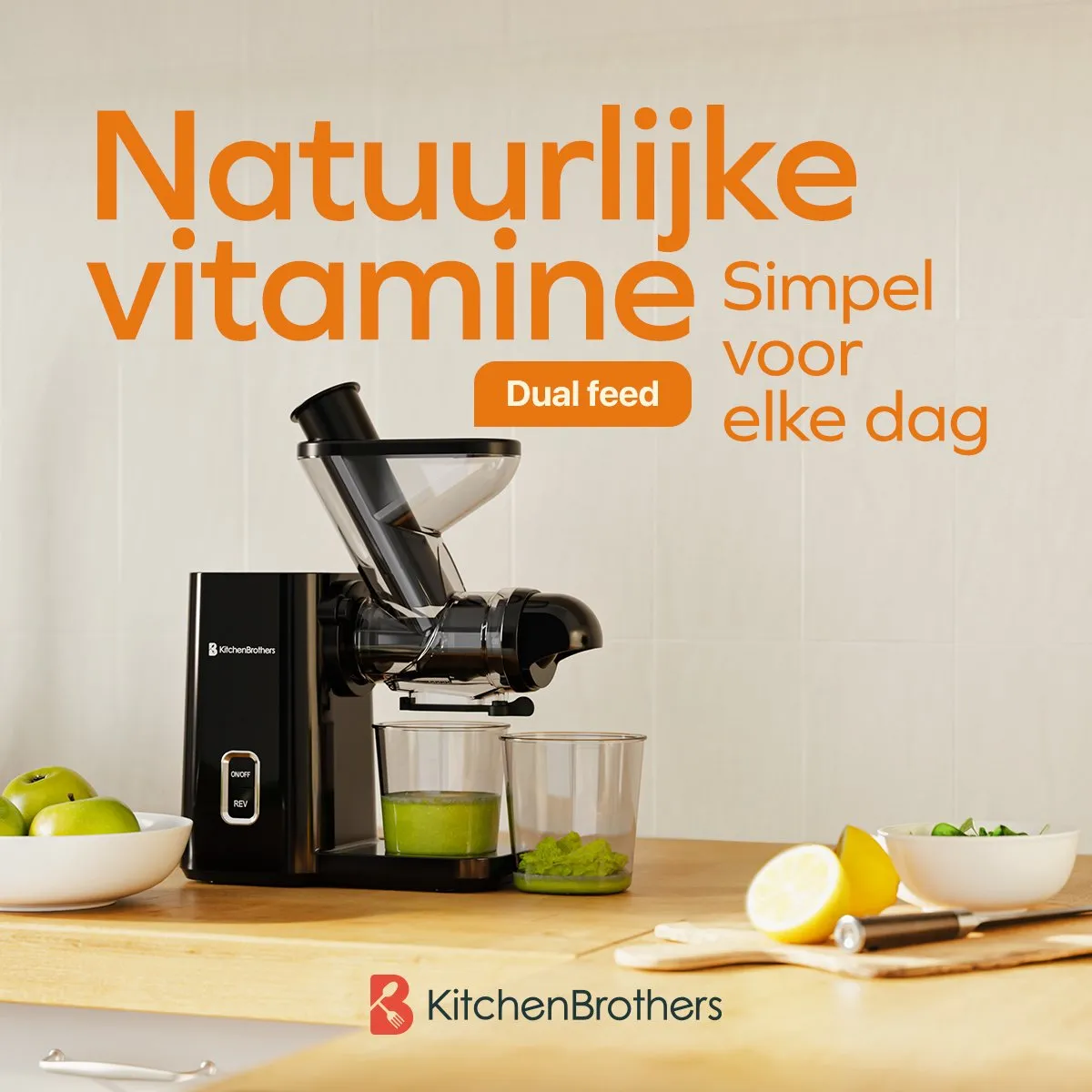 KitchenBrothers KB1004137 Slowjuicer - 400ml - Zwart