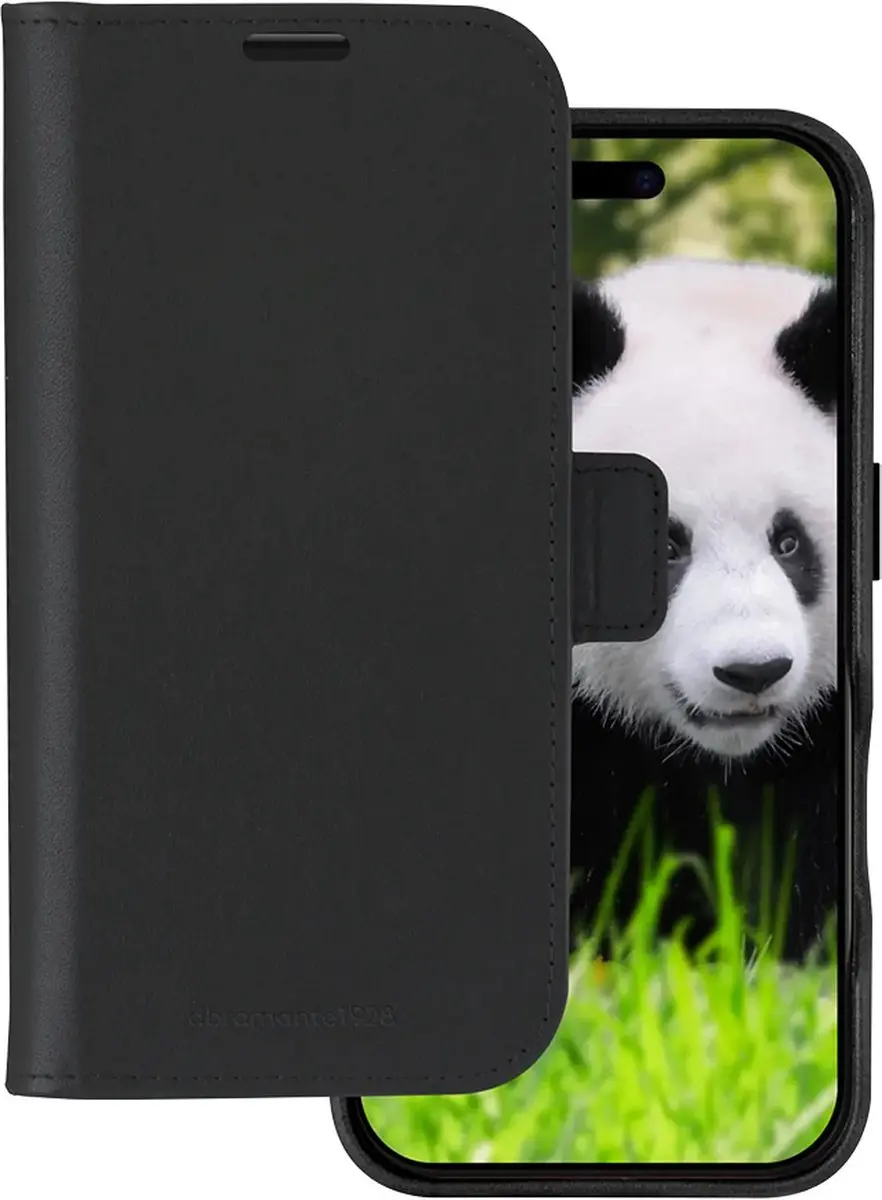 dbramante1928 Bookcase Hoesje iPhone 16 Plus - Effen Zwart - 4 Pasjes - LM67GTBL6306