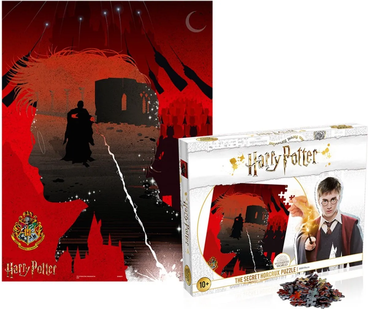 Harry Potter, Puzzel 1000 stukjes Geheime Gruzielement Toverwereld om in elkaar te zetten, Zwart / Rood
