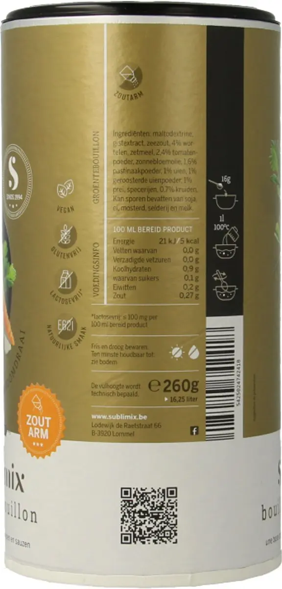 Sublimix Groentenbouillon Poeder 260g - afbeelding 4 van 6