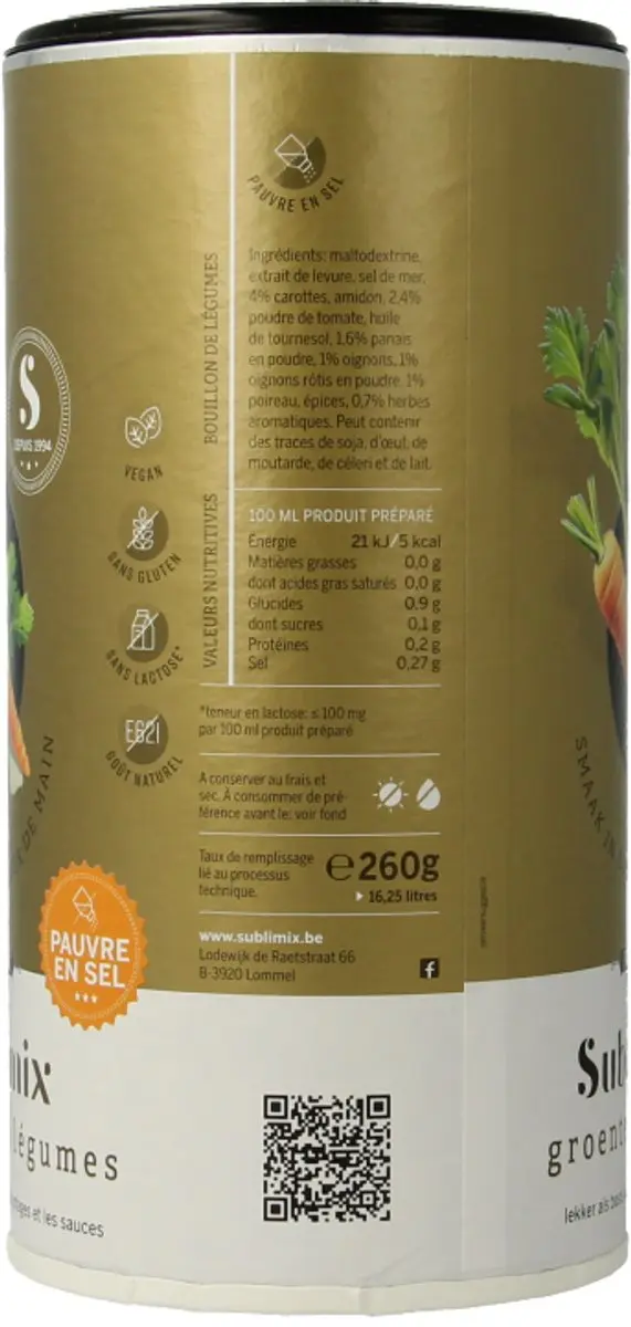 Sublimix Groentenbouillon Poeder 260g - afbeelding 2 van 6