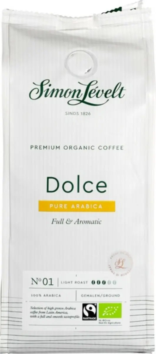 Simon Lévelt Dolce Premium Organic Coffee Snelfiltermaling 250g - afbeelding 2 van 6
