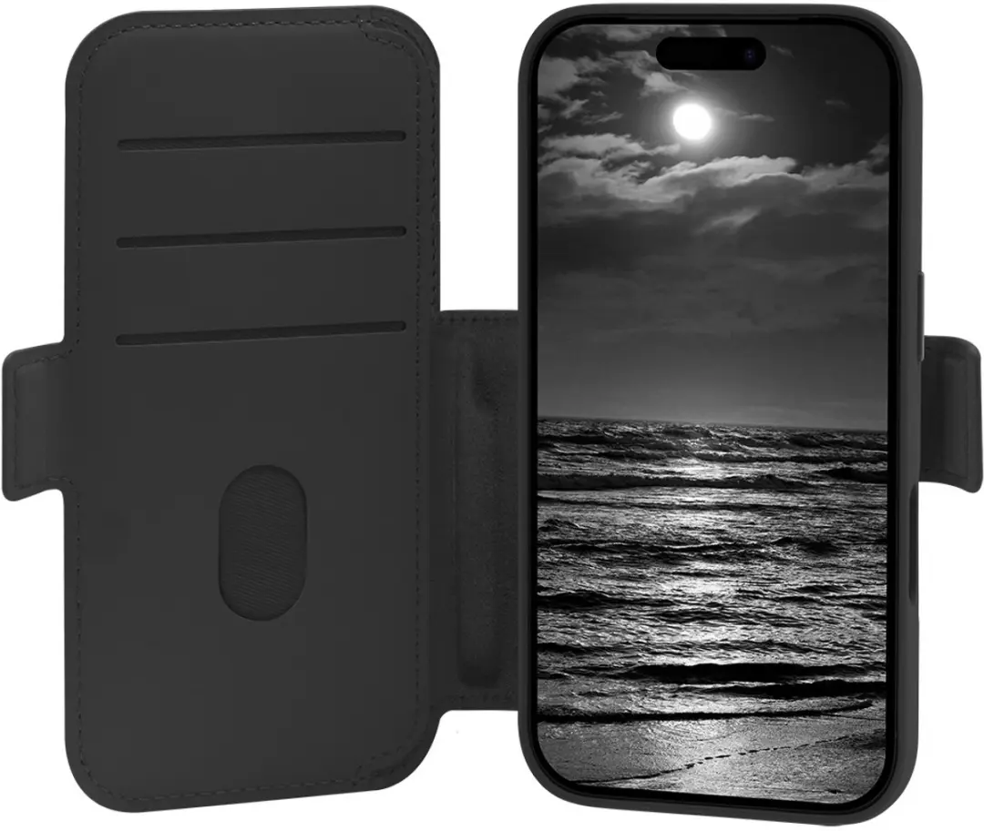 dbramante1928 Bookcase Hoesje iPhone 17 Pro - Zwart - Kunstleer - 4 Pasjes