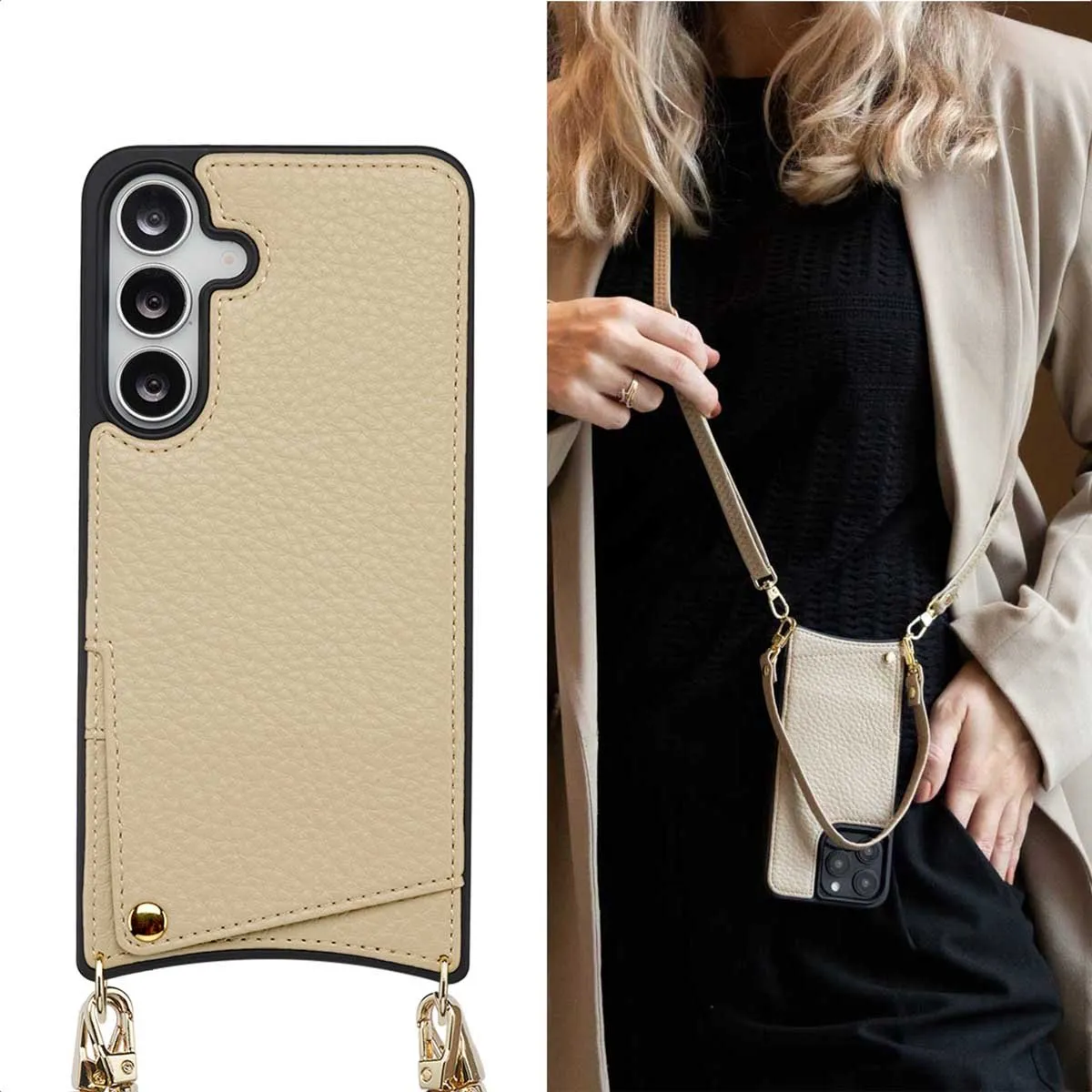 Selencia Hoesje Samsung Galaxy S25 FE Beige - 2 Pasjes