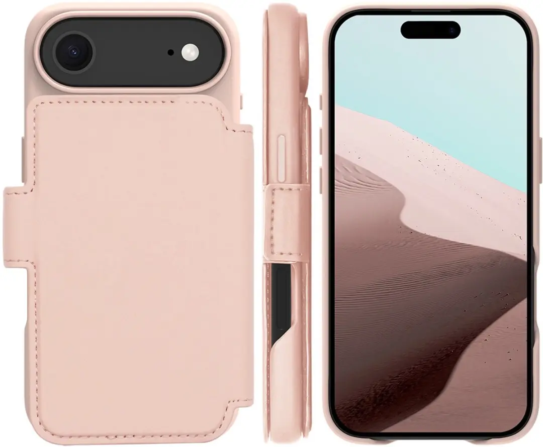dbramante1928 Bookcase Hoesje iPhone 17 Air - Roze - Kunstleer - 4 Pasjes