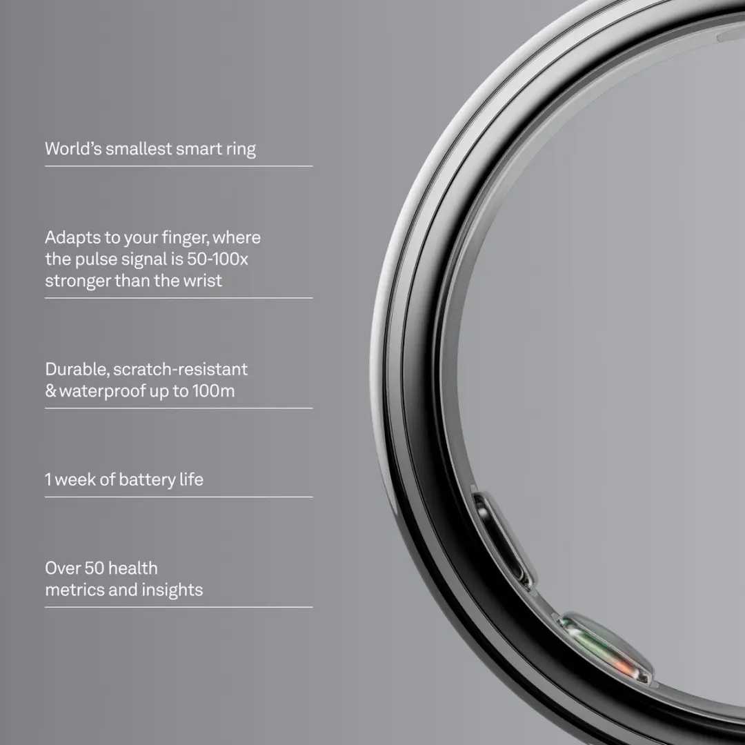 Oura Ring 5 Smartring - Maat 8 - Zilver - afbeelding 3 van 6