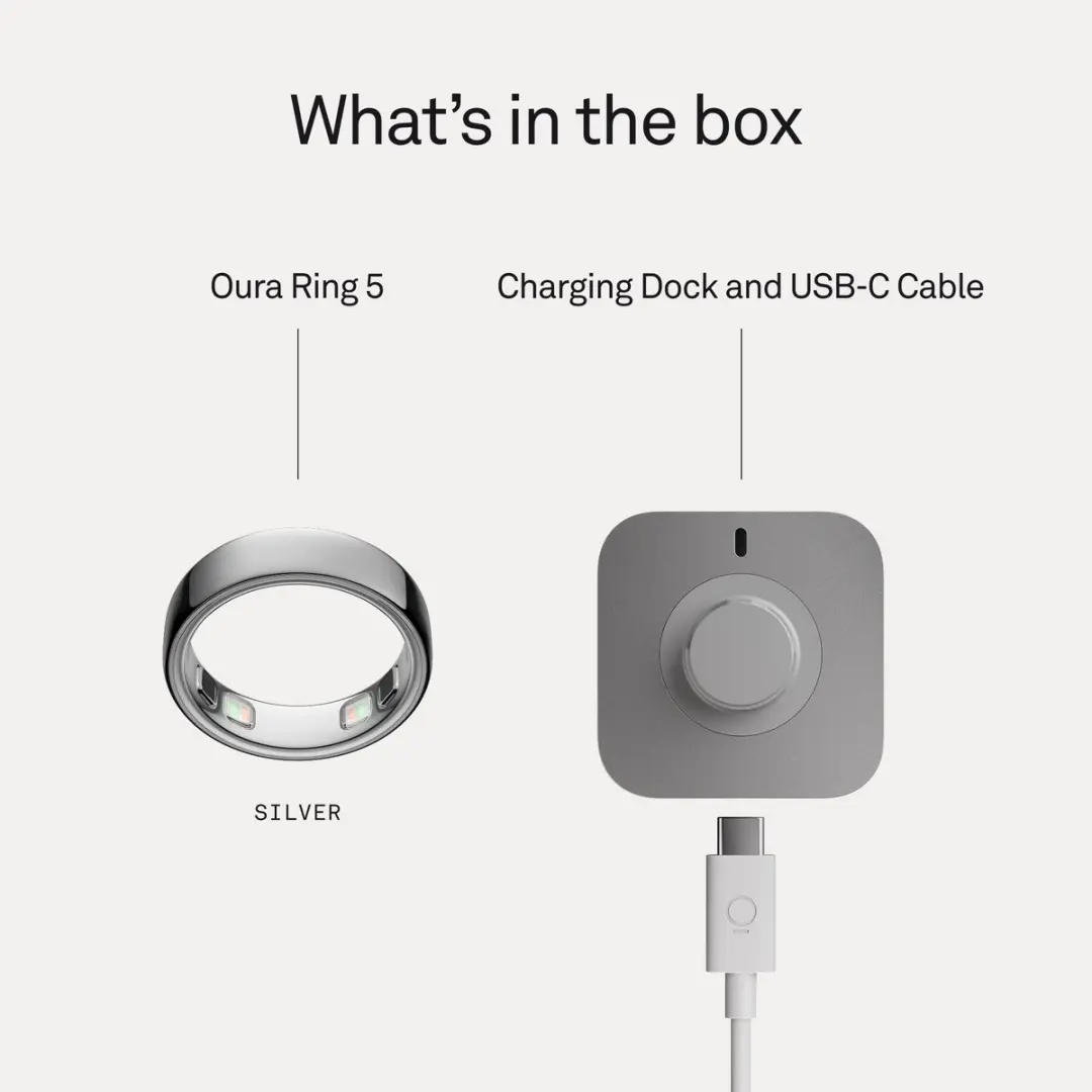 Oura Ring 5 Smartring - Maat 11 - Zilver - afbeelding 5 van 6