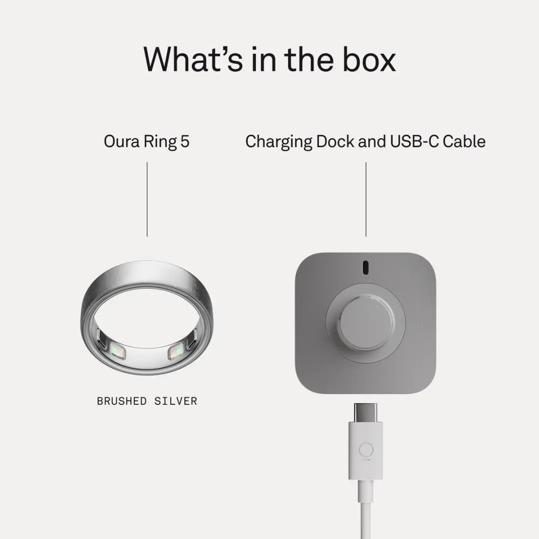 Oura Ring 5 Smartring - 8 - Titanium Zilver mat - afbeelding 5 van 6