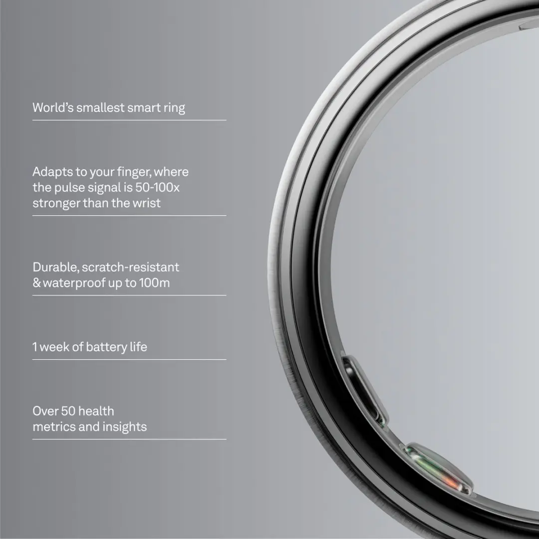 Oura Ring 5 - Maat 9 - Brushed Zilver - afbeelding 3 van 6