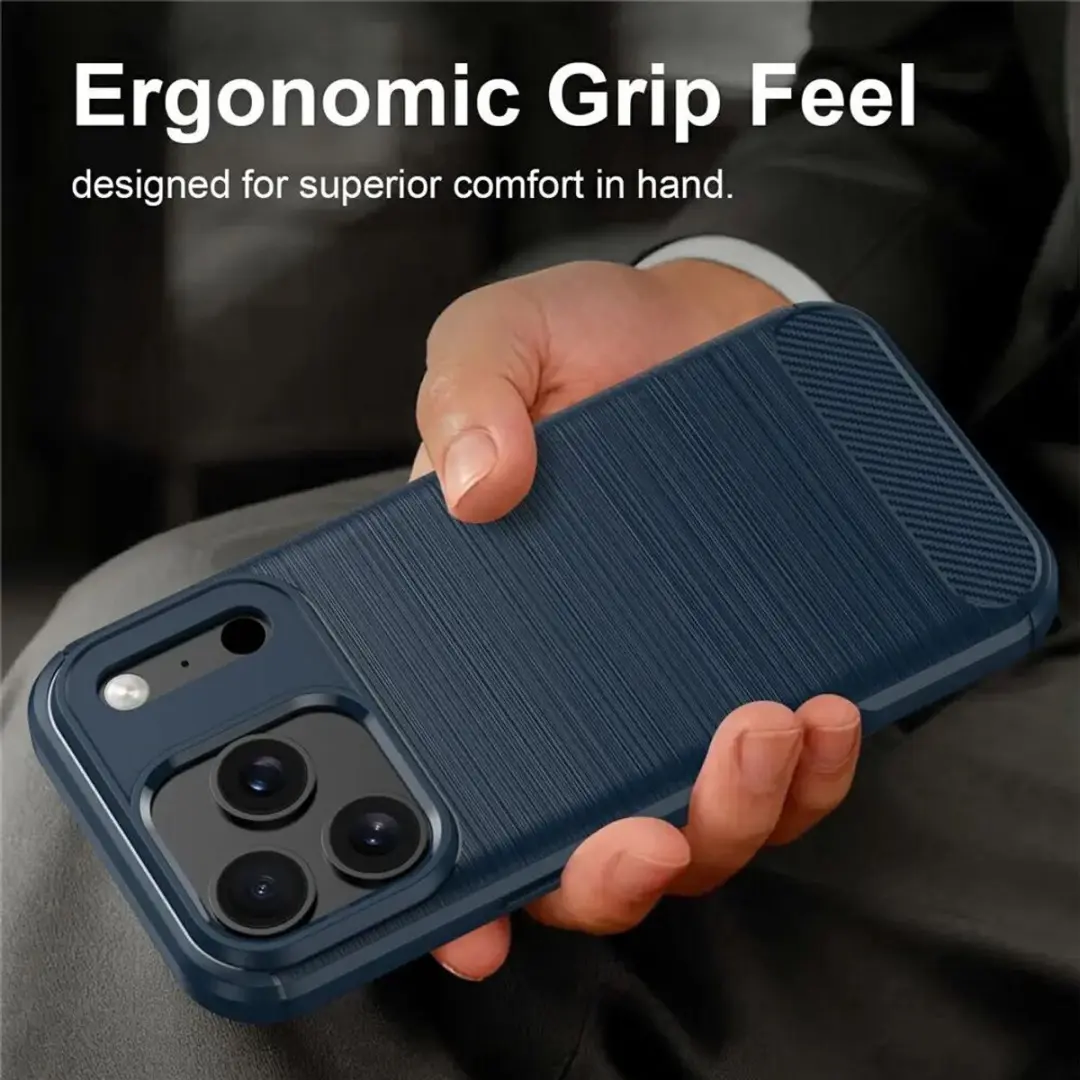 Selected Geborsteld TPU Hoesje iPhone 18 Pro Max - Blauw - afbeelding 6 van 6