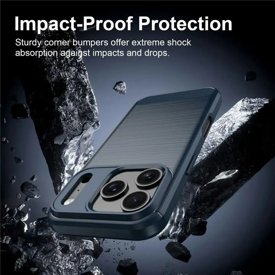 Selected Geborsteld TPU Hoesje iPhone 18 Pro Max - Blauw - afbeelding 5 van 6