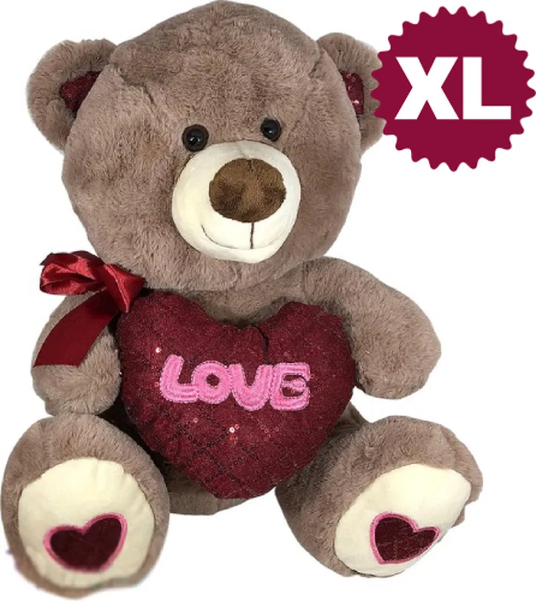 Topknuffels Teddybeer met Glitter Hart 70cm