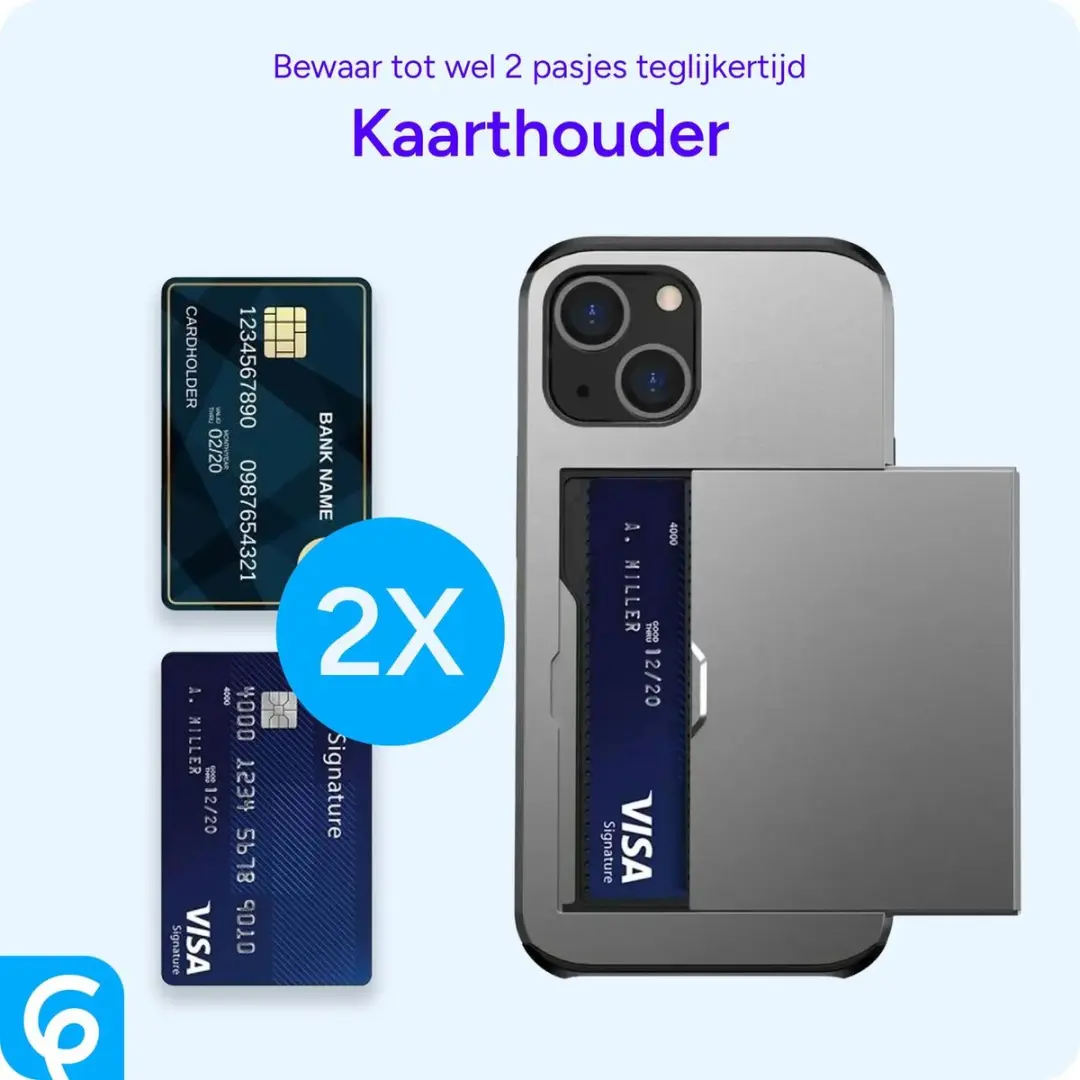 Selected by GSMpunt.nl iPhone 18 Pro Hoesje - Kaarthouder 2 Pasjes Grijs - afbeelding 2 van 6