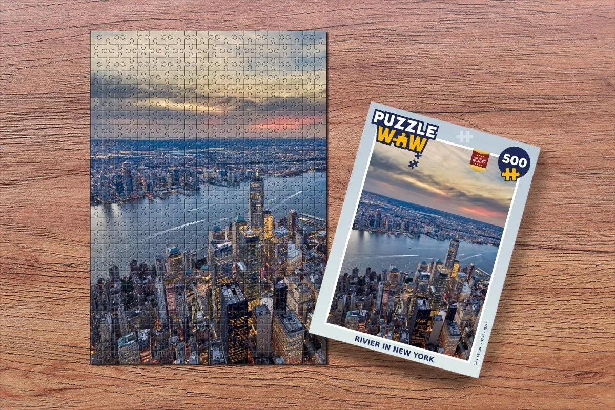 PuzzleWow New York Water Zonsondergang Legpuzzel 500 Stuks - Multicolor