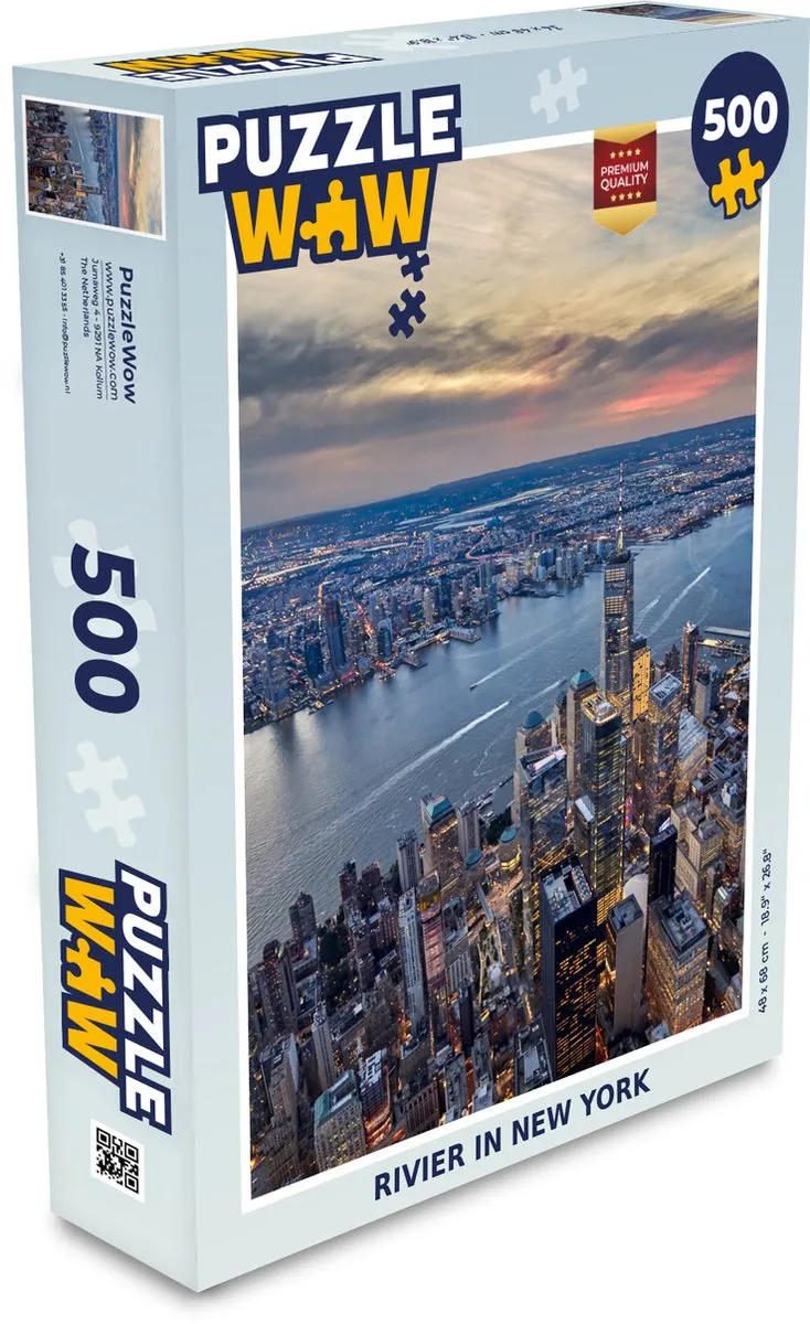 PuzzleWow New York Water Zonsondergang Legpuzzel 500 Stuks - Multicolor