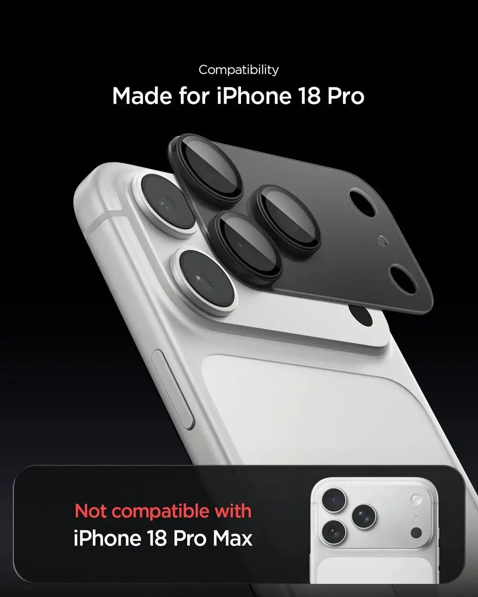 Spigen AGL12035 Camera Beschermer - iPhone 18 Pro - 9H Donker Grijs - afbeelding 4 van 6