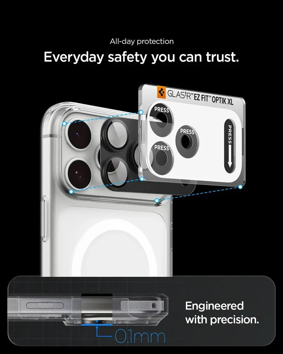 Spigen AGL12035 Camera Beschermer - iPhone 18 Pro - 9H Donker Grijs - afbeelding 2 van 6