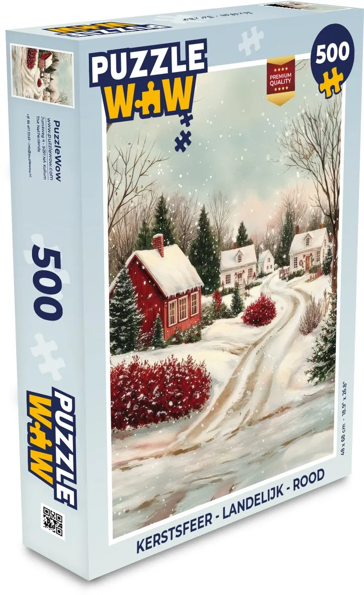 PuzzleWow Kerstsfeer Puzzle 500 Stuks - Rood