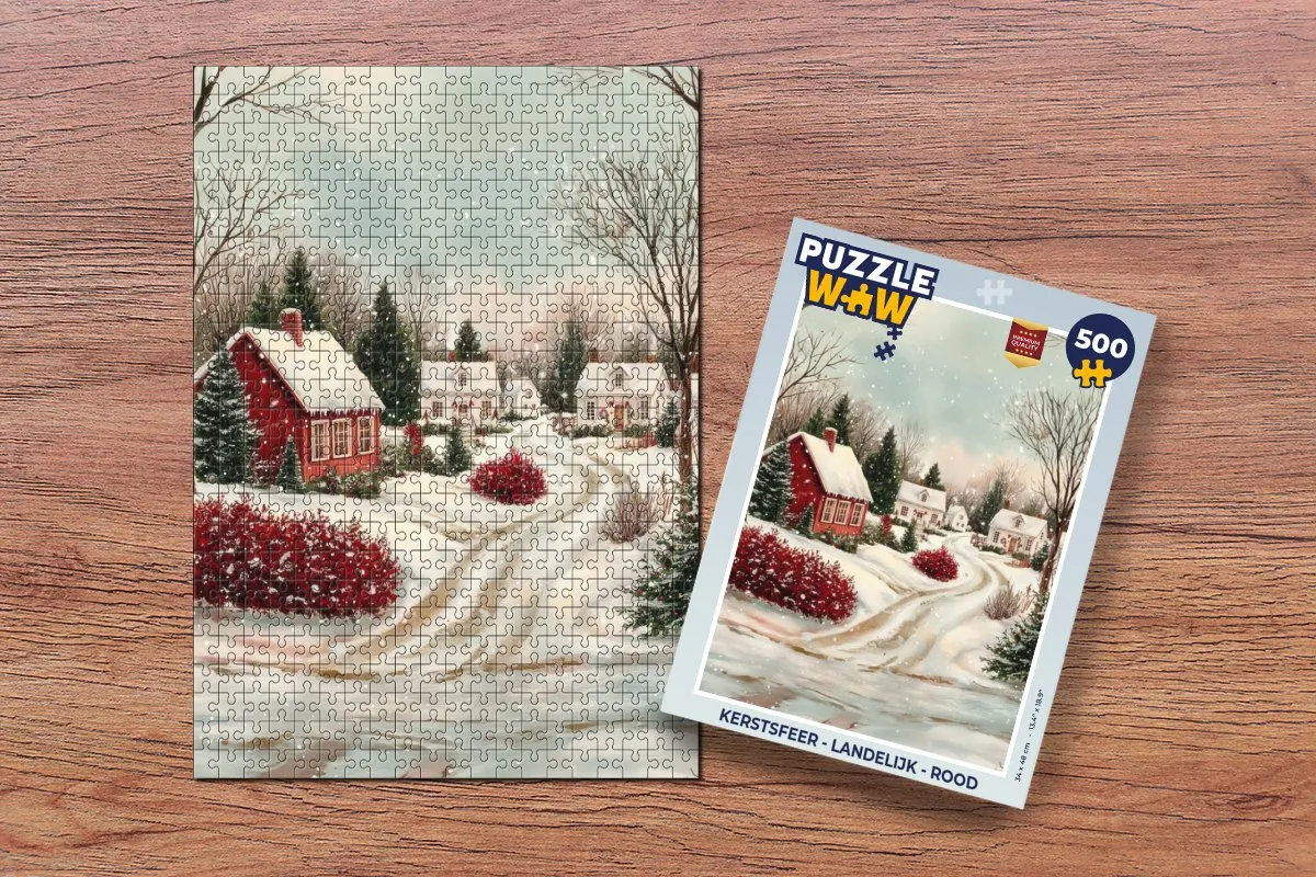 PuzzleWow Kerstsfeer Puzzle 500 Stuks - Rood