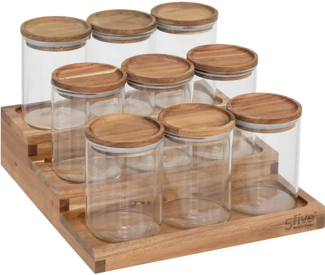 5Five Kruidenrek Harmony bamboe met glas