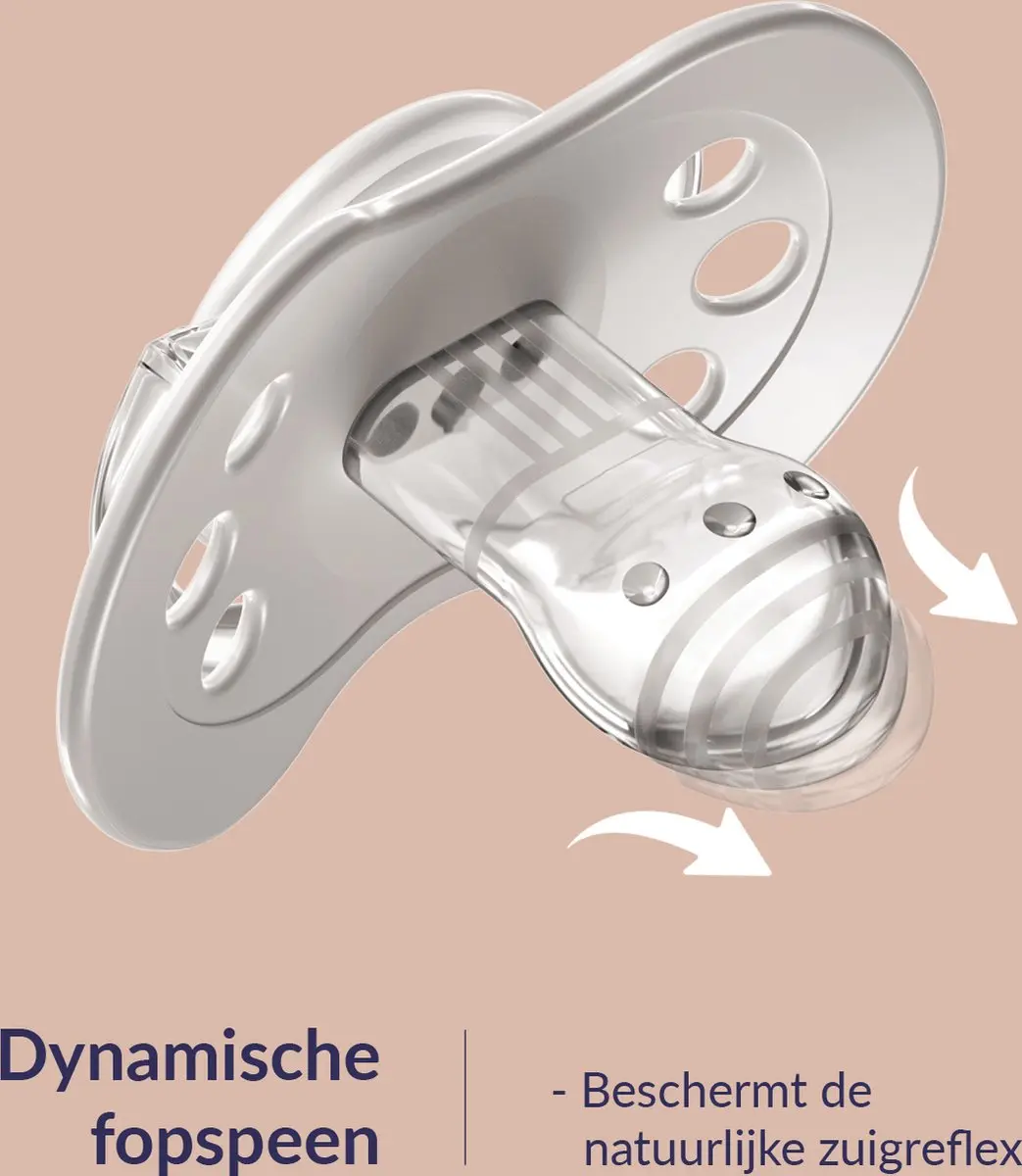 Difrax LOVI Fopspeen Dynamisch Newborn - 2 Stuks - Lichtroze & Glow in the Dark - afbeelding 4 van 6