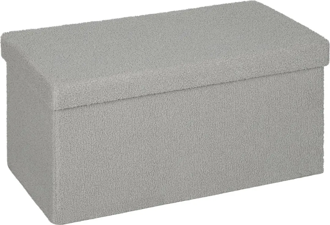 HOMCOM Opbergottoman Polyester, MDF 76L x 38B x 38H cm Lichtgrijs