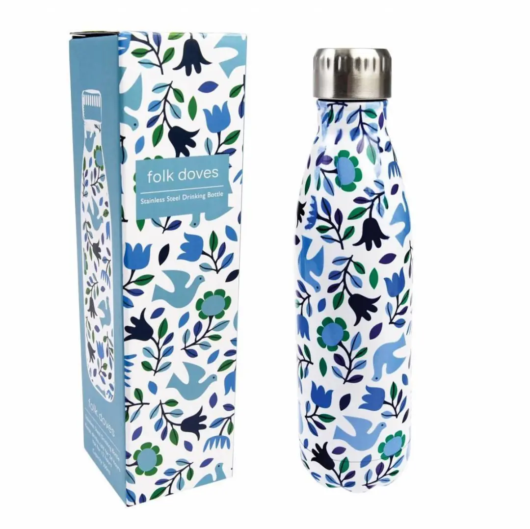 Rex London Folk Doves Thermosfles 500ml - G0101A - Blauw/Wit