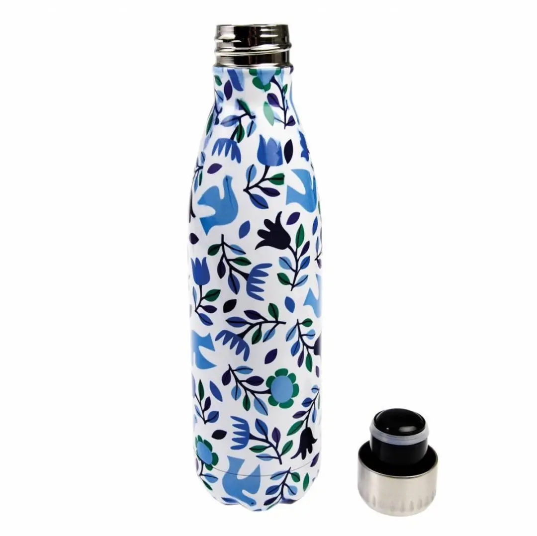 Rex London Folk Doves Thermosfles 500ml - G0101A - Blauw/Wit