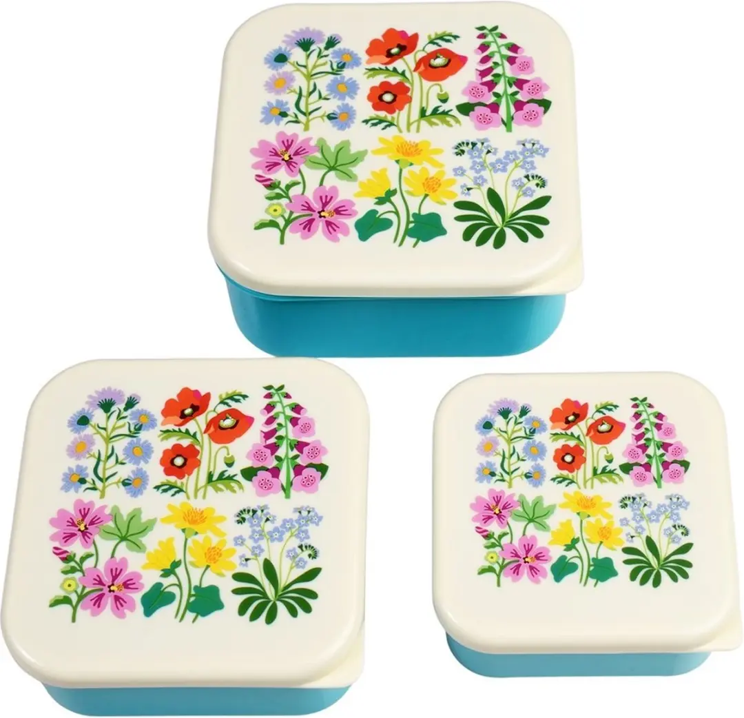 Snackbox / Lunchbox (3st.) Wild Flowers van Rex London