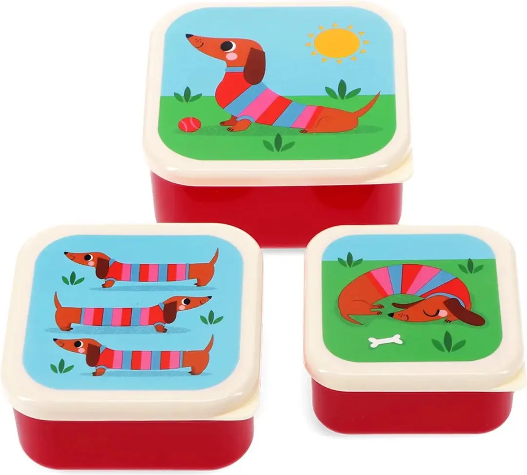 Snackdoosjes Sausage Dog/ Teckel van Rex London (3 stuks)