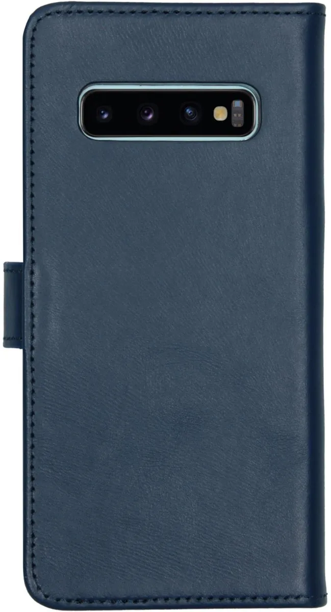 Selencia Hoesje Samsung Galaxy S10 - Echt Lederen Bookcase Blauw