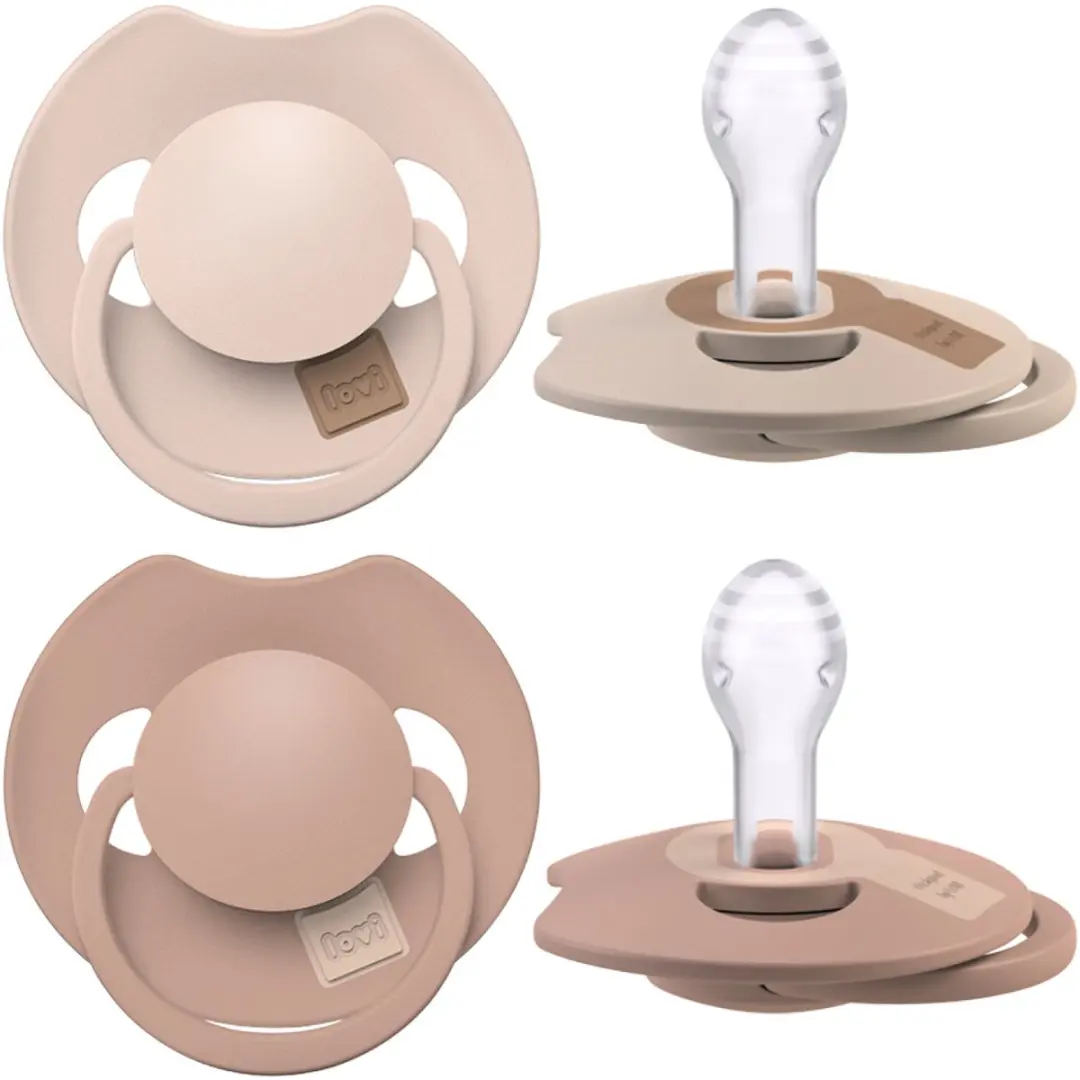Difrax LOVI Fopspeen Dynamisch 6-18 Maanden - Beige & Bruin - 2 Stuks