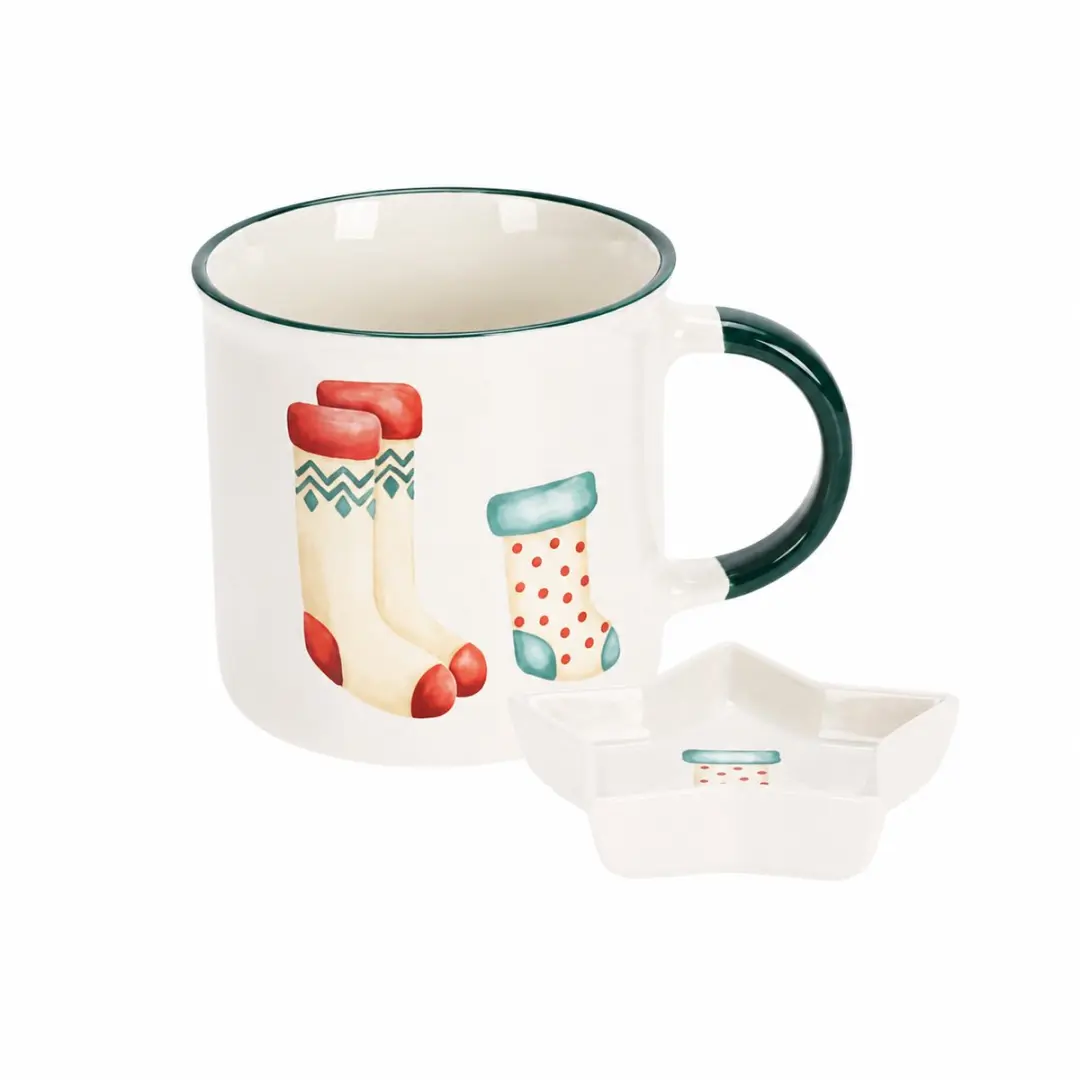 Home & Styling Kerst Kerstsokken Mok met Schaaltje