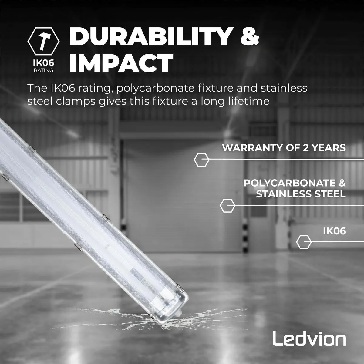 Ledvion LED TL Armatuur 120cm 2x12W 6500K - Grijs - afbeelding 5 van 6