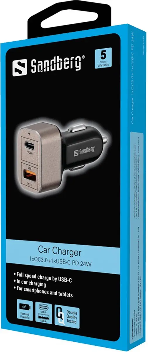 Sandberg 441-43 Car Charger 20W - 2x USB - Zwart - afbeelding 3 van 4