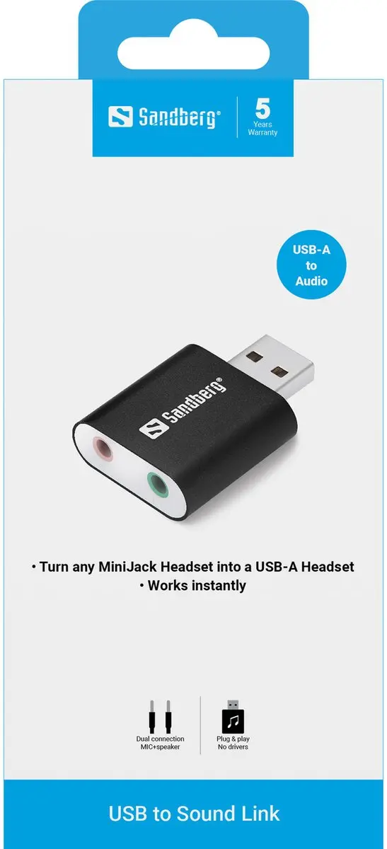 Sandberg 133-33 USB naar Sound Link - Zwart - afbeelding 3 van 4