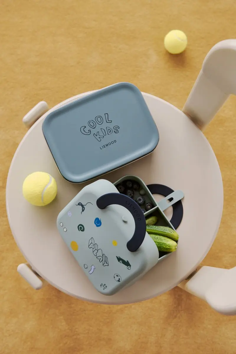 Liewood Elara opvouwbare lunchbox - Play / Dusty Peppermint - 15x18x7 cm