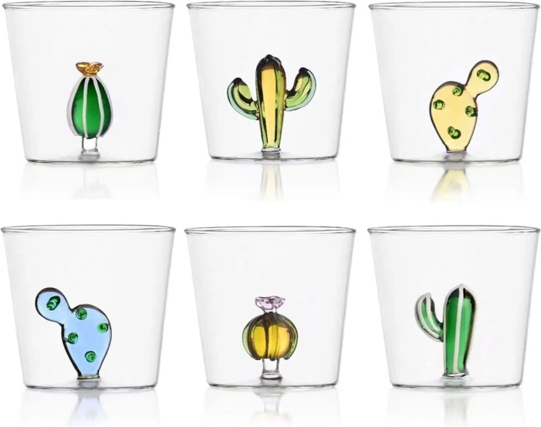ichendorf glas desert plant cactus set van 6