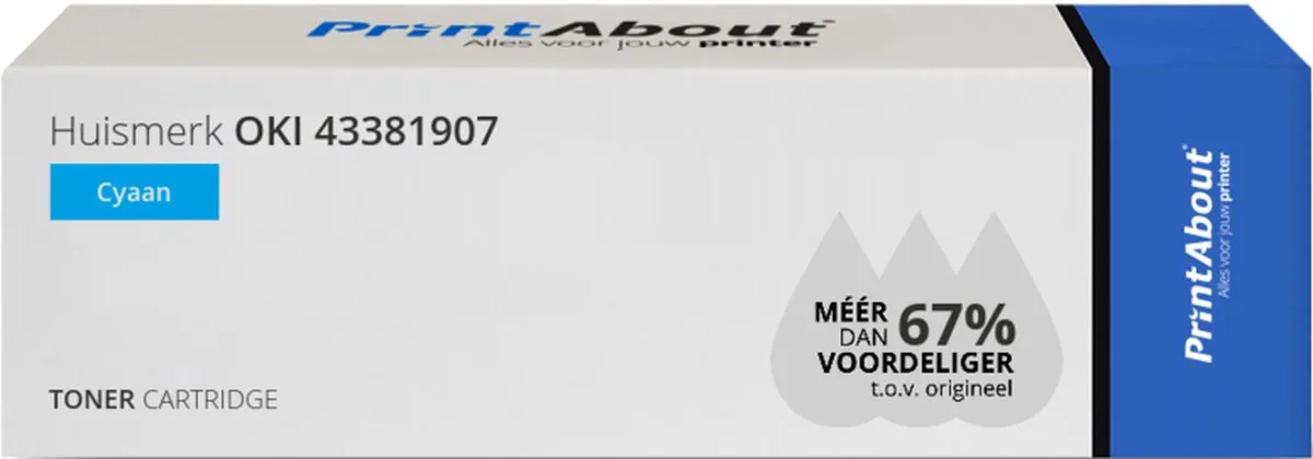 PrintAbout OKI 43381907 Toner Cyaan - 2.500 Pagina's