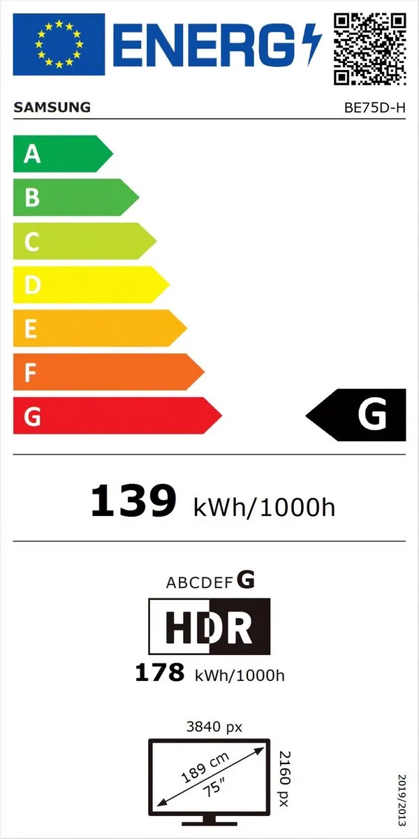Samsung 75" Crystal UHD 4K Bedrijfstelevisie LH75BEDHLGUXEN - Zwart