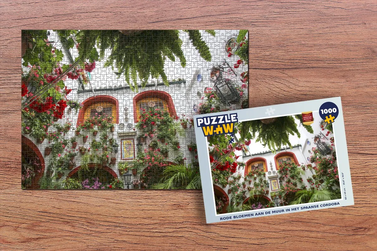 PuzzleWow Legpuzzel Rode Bloemen Córdoba 1000 Stuks - Multicolor