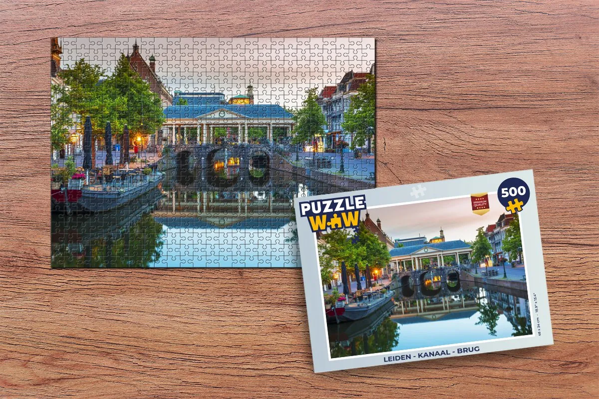 PuzzleWow Leiden Kanaal Brug Legpuzzel 500 Stuks - Multicolor