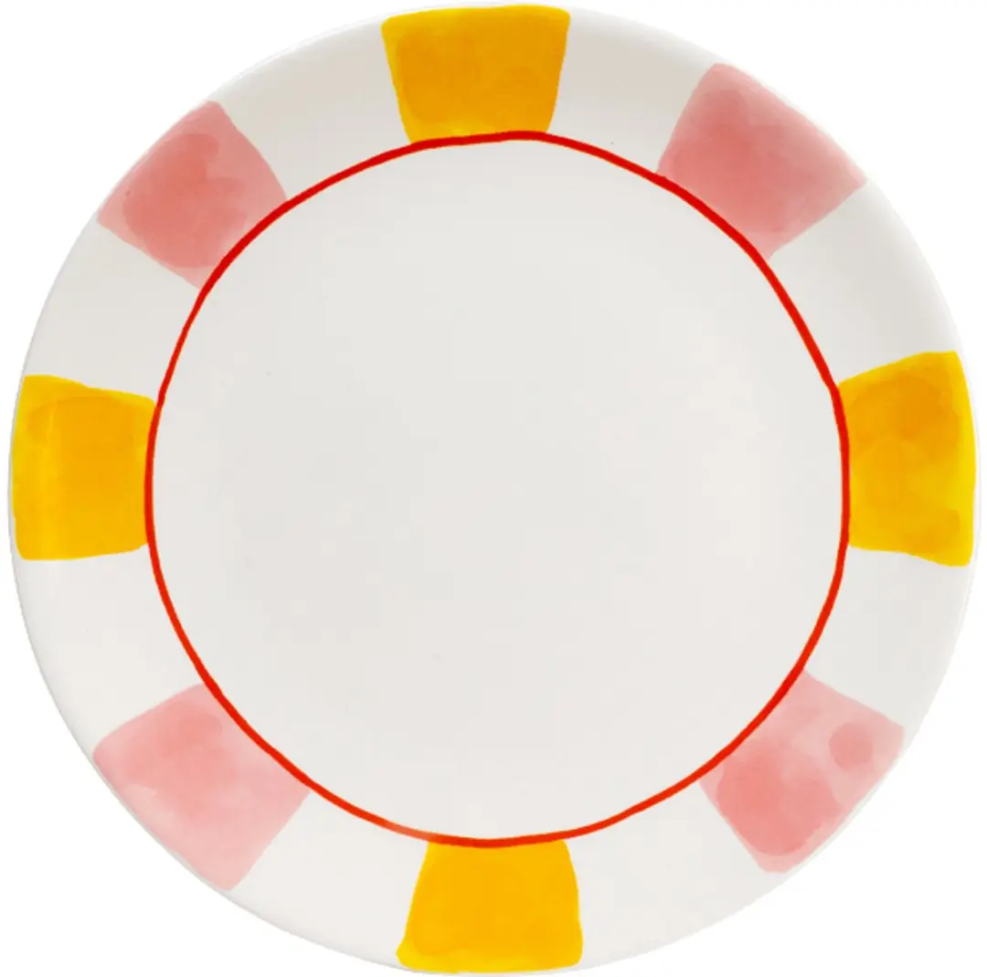 Blond Amsterdam, Even Bijkletsen Everyday Stripes: bord 26 cm roze/geel