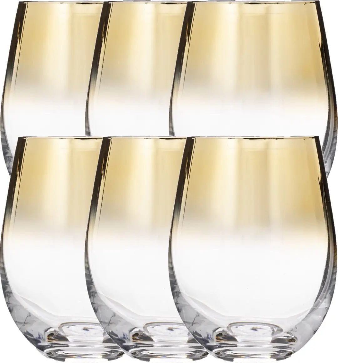 Set van 6x stuks tumbler glazen gouden rand Arya 540 ml van glas