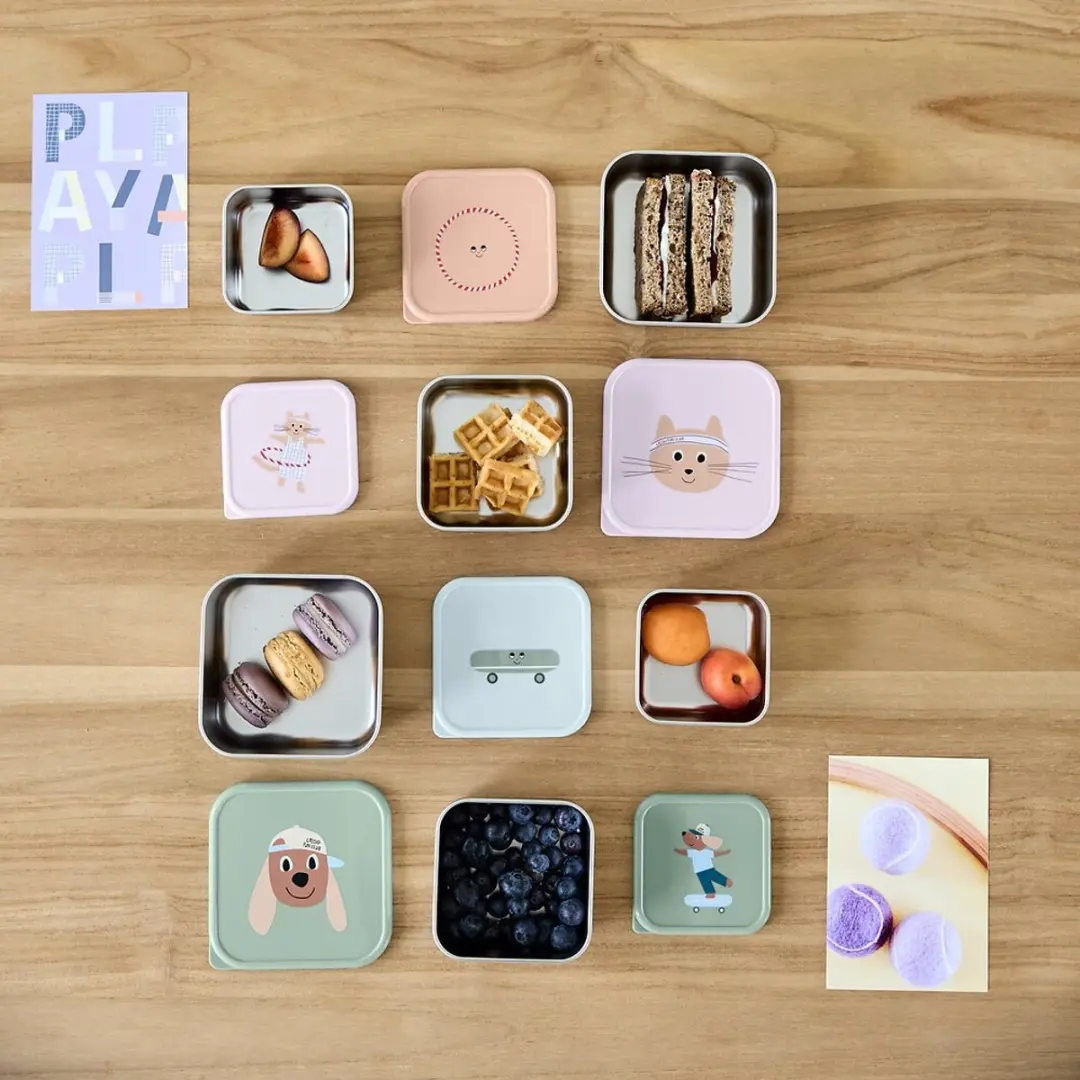 Lässig Tiny Team Dog Snackbox - 3 Stuks - RVS - Groen