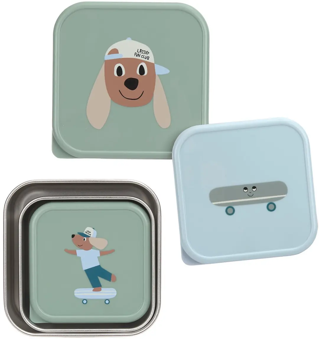 Lässig Tiny Team Dog Snackbox - 3 Stuks - RVS - Groen
