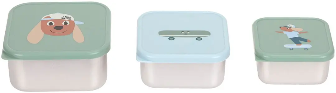 Lässig Tiny Team Dog Snackbox - 3 Stuks - RVS - Groen
